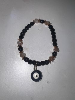 Evil Eye Charm Beaded Stretch Bracelet