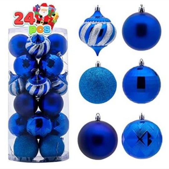 Joiedomi Blue Shatterproof Christmas Ball 24pc Ornaments Set