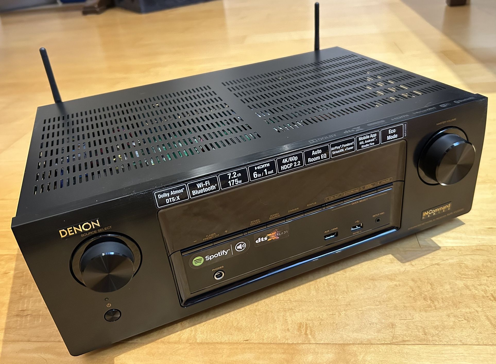 Denon Airplay, Bluetooth, WiFi, Atmos 7.2 4K receiver