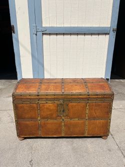 antique dome-top steamer trunk