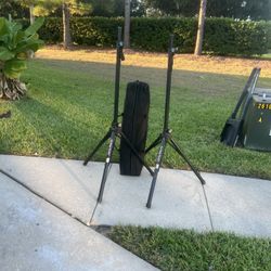 Lot of 2 on stage speak stands with matching case for $60 Location below  31705 SR-54  Wesley Chapel, FL  33545 Storage Mart