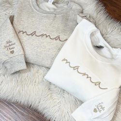 Mama Embroidered Sweatshirt Custom Personalized