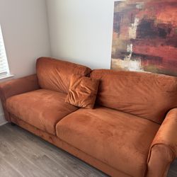 ✨ Gently Used Orange Loveseat – Great Condition! ✨