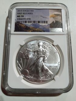 2015 Silver Eagle $1 - First Releases MS 70 Eagle Label 
