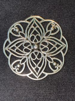 Vintage Openwork Silver Gothic Rosette Earrings – Filigree Cathedral Tracery Dangles