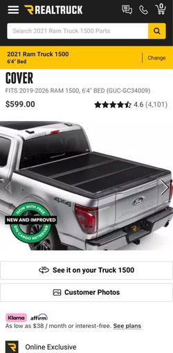 Truck bed cover 6’4” for Dodge Ram 1500  Gator EFX Realtruck tonneau cover