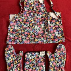 NOW DESIGN FLORAL FLOWER OVEN MITT  POT HOLDER APRON ‼️ NEW - Made USA ‼️ THe ONLY 1 You Can Find ‼️ VINTAGe