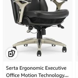 Serta Ergonomic Executive Office Motion Technology, Adjustable Mid Back Desk Chair with Lumbar Support, Black Bonded Leather