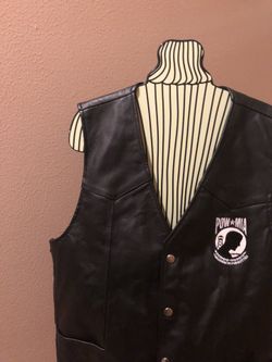 POW MIA black leather vest