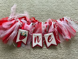 Strawberry One High Chair Banner