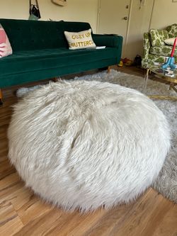 White Faux Fur Bean Bag - Pottery Barn Teen