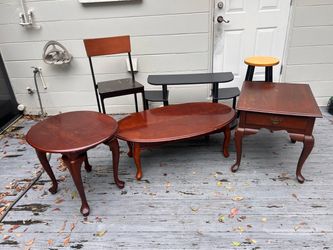 Furniture Bundle 6 Pieces Bar Stools Side Tables Coffee Table Media Shelf