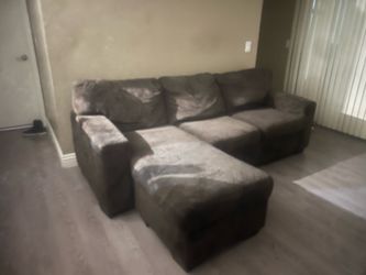 Dark Brown Sectional Sofa with Storage Ottoman