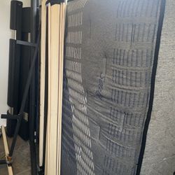 QUEENS SIZE BED FRAME W/QUEEN SIZE MATTRESS(fusion mattress).