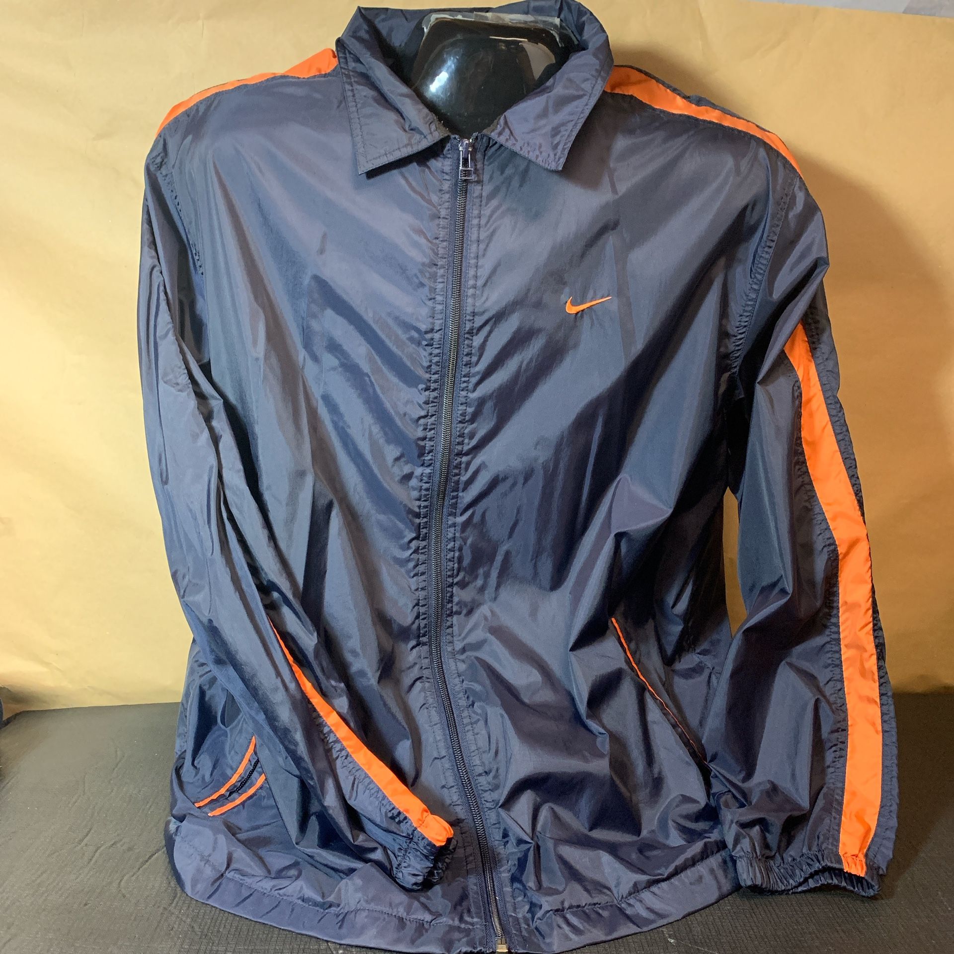 Men’s Nike Blue and Orange Large Long Sleeve Windbreaker Jacket