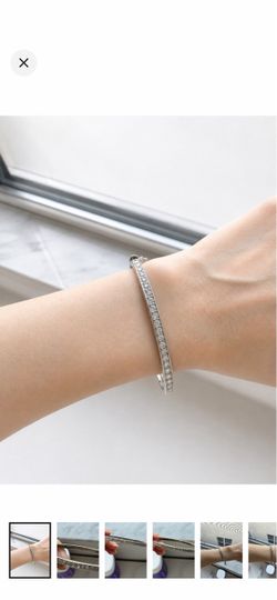 Givenchy Silver-Tone Crystal Rhinestone Bangle Bracelet