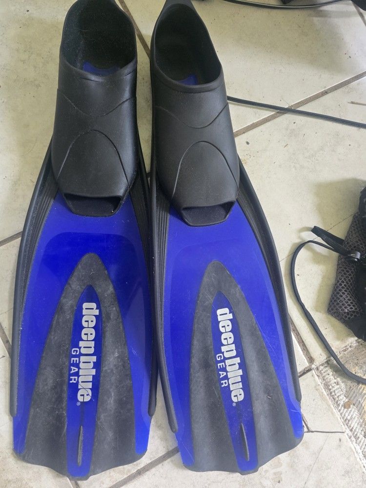 💧 Deep Blue Gear Swim Fins ( Size 8-9) W/ Mesh Carrying Bag 