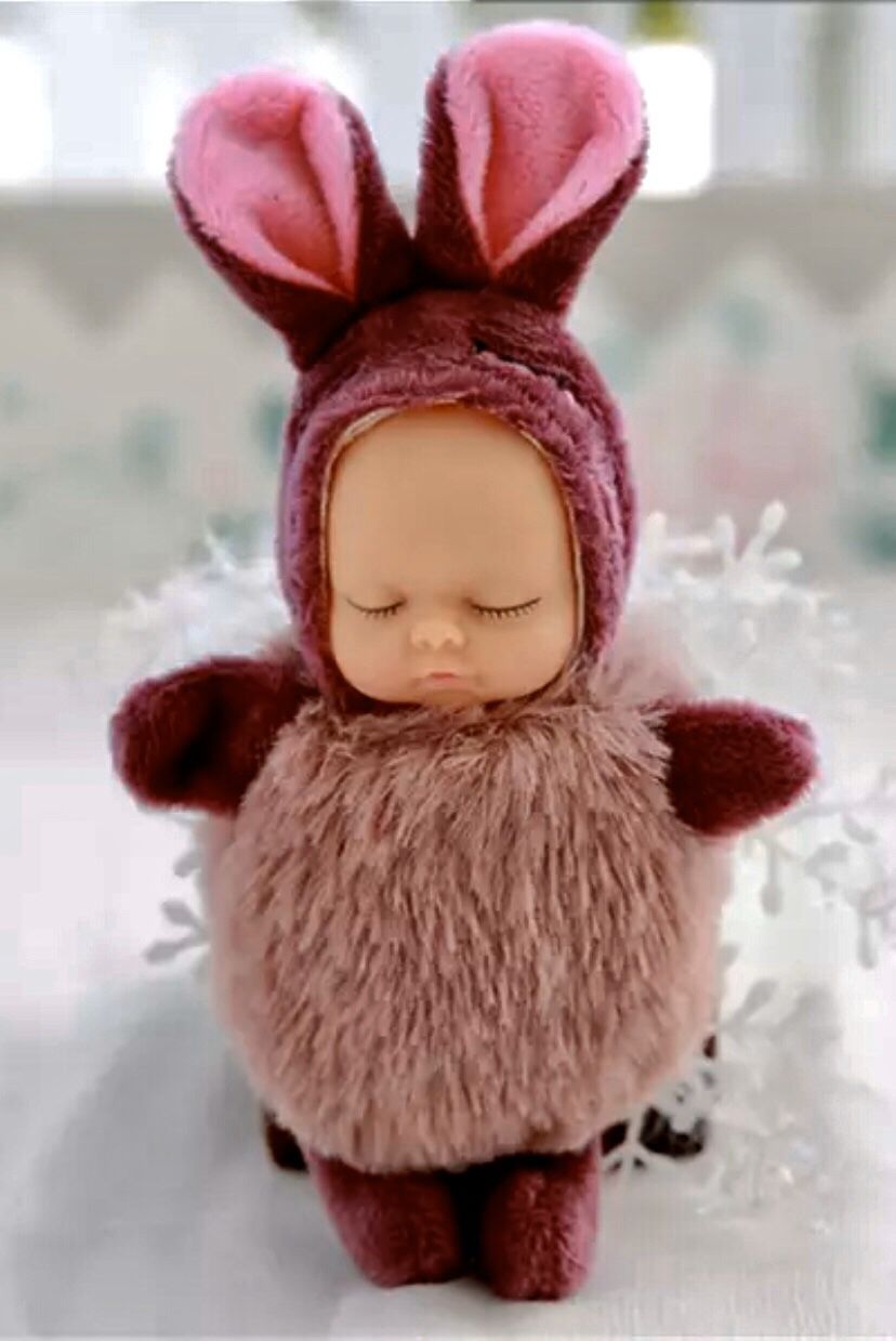 BROWN PINK BUNNY RABBIT BABY DOLL GIFT 🎁 