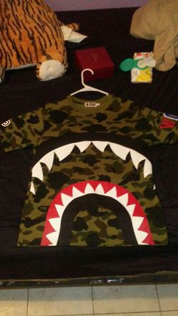 Bape camo big shark shirt