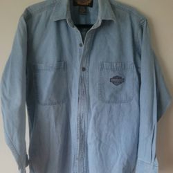 Vintage Harley Davidson Long Sleeve Button Down Denim Shirt Men's Size M