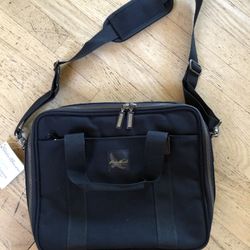 Eddie Bauer NWT Black Padded Canvas Laptop Shoulder Bag 