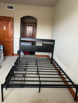 Furnulem - Queen Bed Frame with 2 Storage Drawers