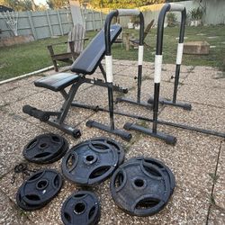 Fitness Gear Weight set, Bar, Bench, Barbell Holders