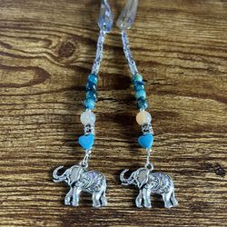 Silver Hair Clips With Beads And Elephant Charms 