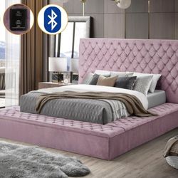 Storage Bed Bliss Bed Tufted  Bluetooth Speakers Queen King Available - Delivery & Install Available