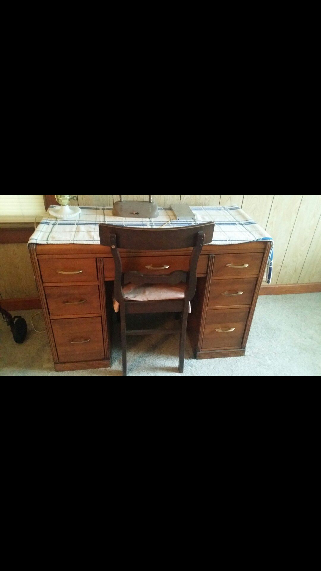 Desk with chair.