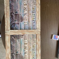 Hanging beach decor two pictures made out of wood