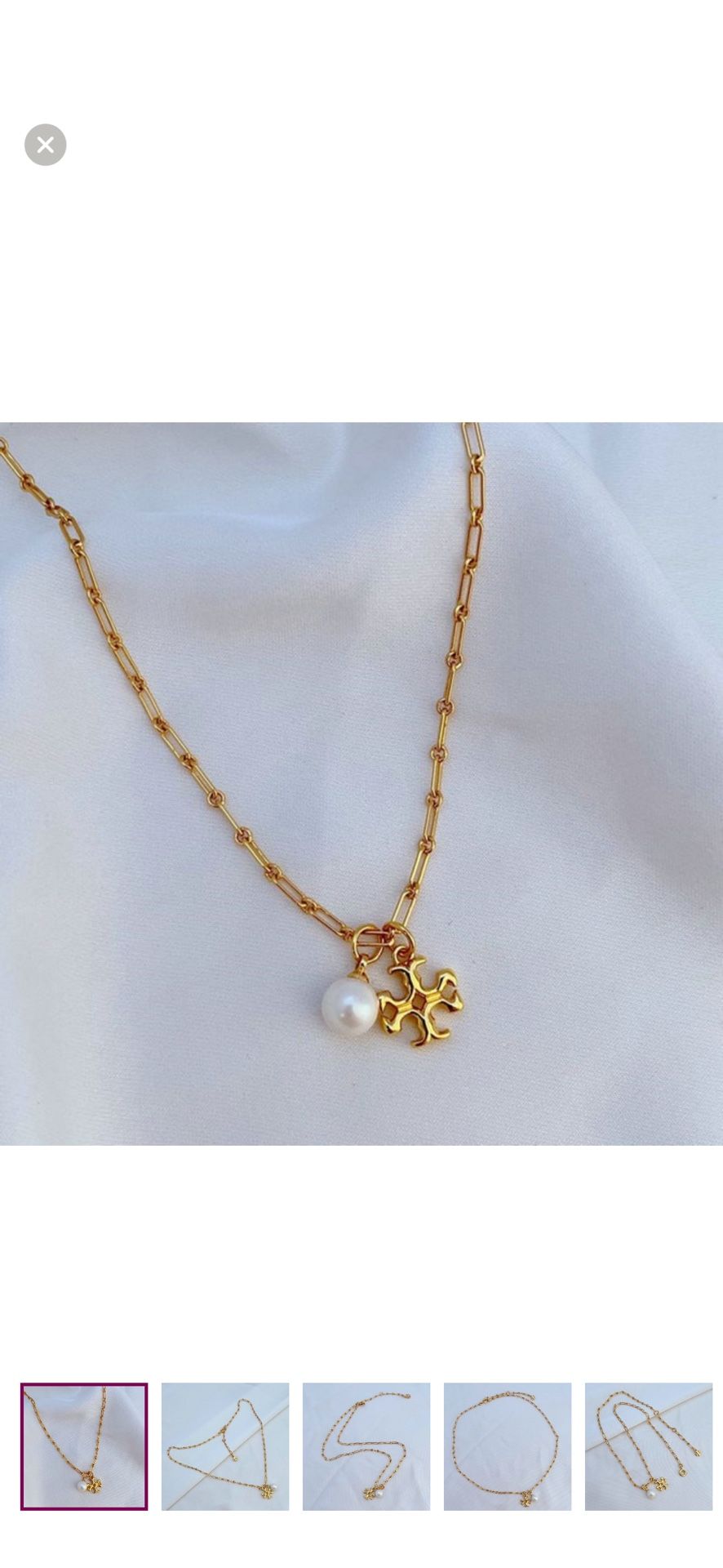 Tory Burch Pearl Necklace Tory Burch Logo Gold