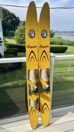 Vintage early 1960s Pair Cypress Gardens 68" Wood Water Skis | Beach Lodge Nautical Decor 