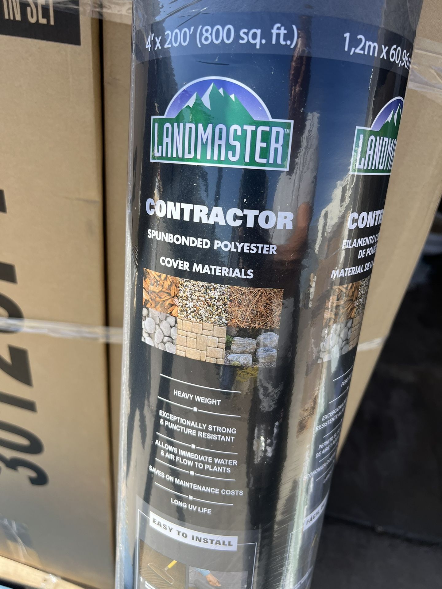 Landmaster 4 ft. x 200 ft. Contractor Weed Barrier Landscape Fabric, Heavy Duty 30126PR Spun-bonded polyester cover materials