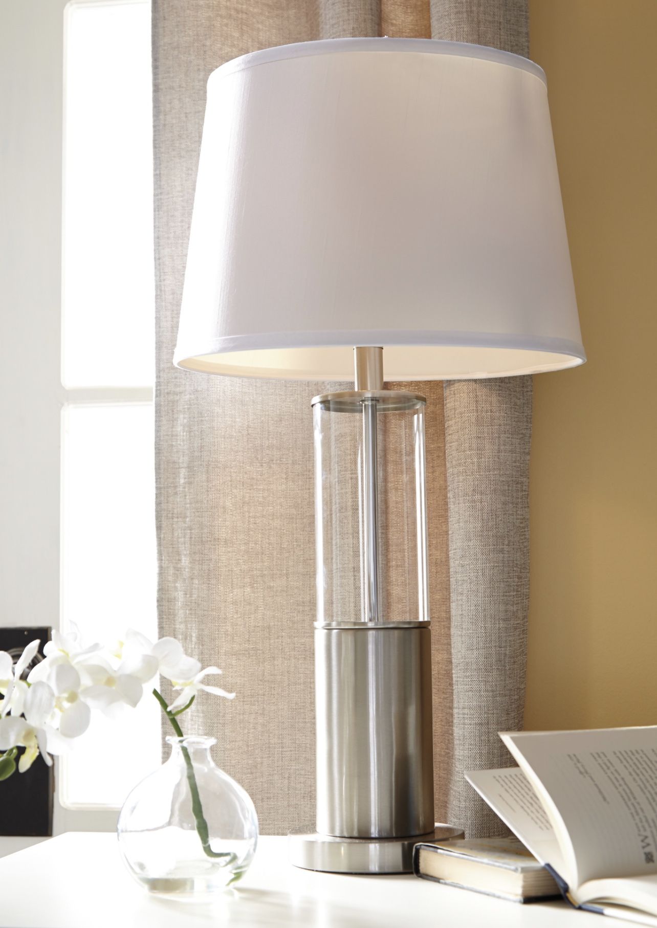 Cylindrical Metal Table Lamps (Pair)