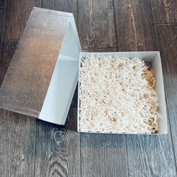Silver Gift Box 10X10X4 with Crinkle Cut Paper 