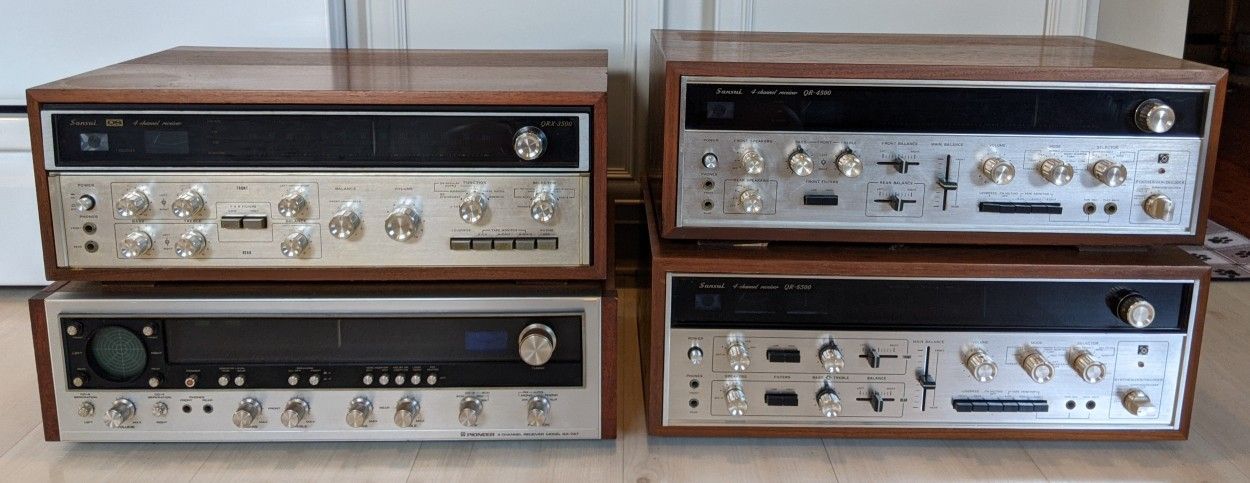 4 Vintage Sansui and Pioneer Stereo or Quad 4 Channel Receivers -need Serviced