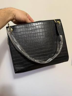 💼 New Black leather bag LONDON FOG BRIELLE CROCO SATHCEL