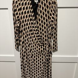 Ladies Black And Brown Geometric Dress