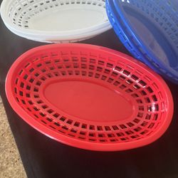 6 Red White And Blue Plastic Baskets 