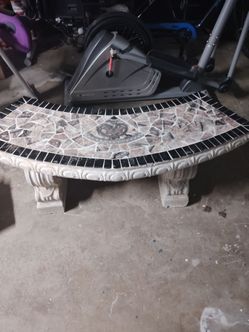 Beautiful cement bench with marble top