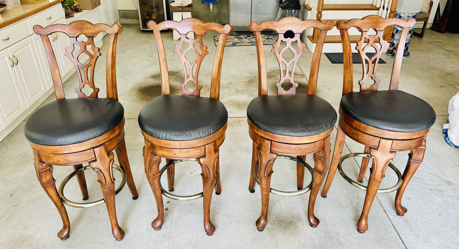 Deep Cherry 31 Inch Seat Height Swivel Armless Bar Stools – Set of 4!