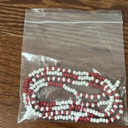 Bracelet Or Necklace Christmas Peppermint Candy Cane Beaded 32 Inch