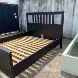 Black Queen Bed Frame w/ Storage Boxes