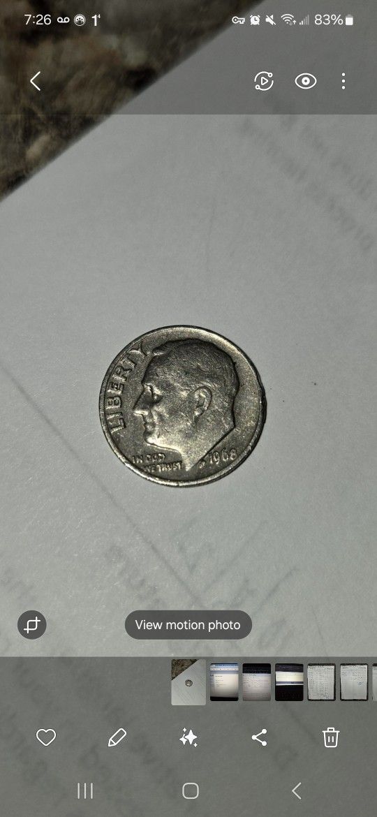 Rare No Mint Mark 1968 Roosevelt Dime