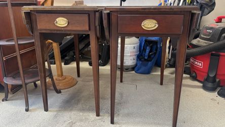 Walnut colored pair of side tables