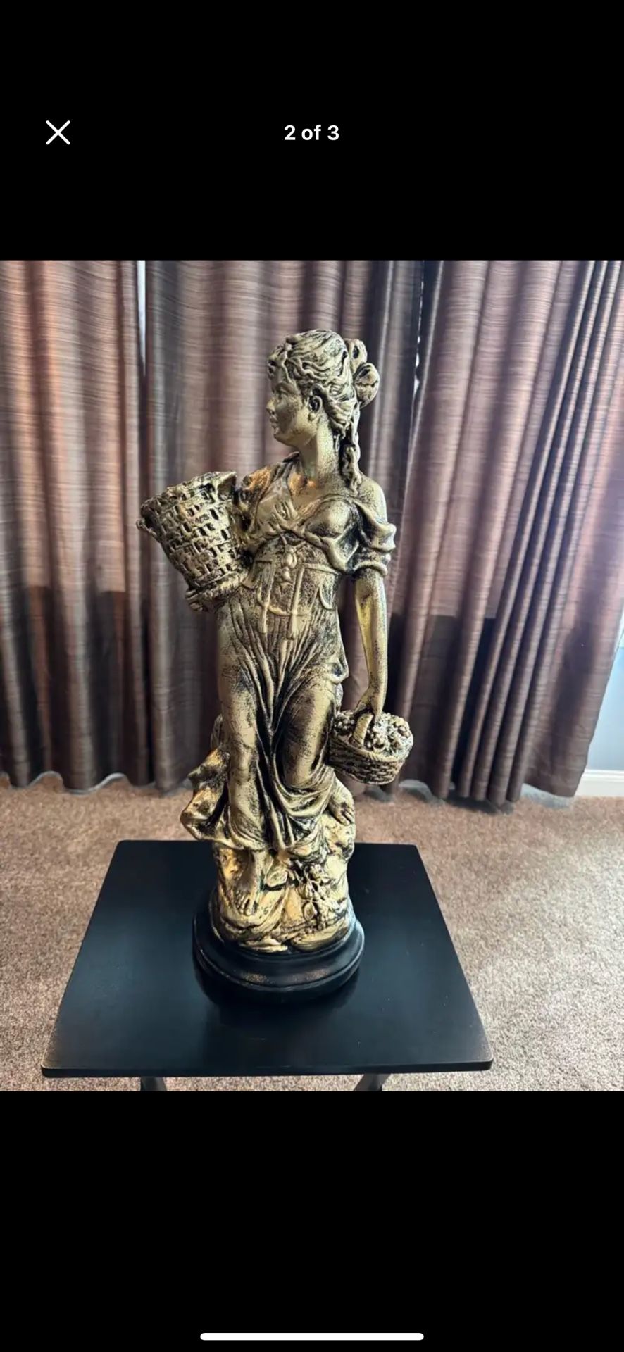 3 Foot Tall Lady With Basket Statue