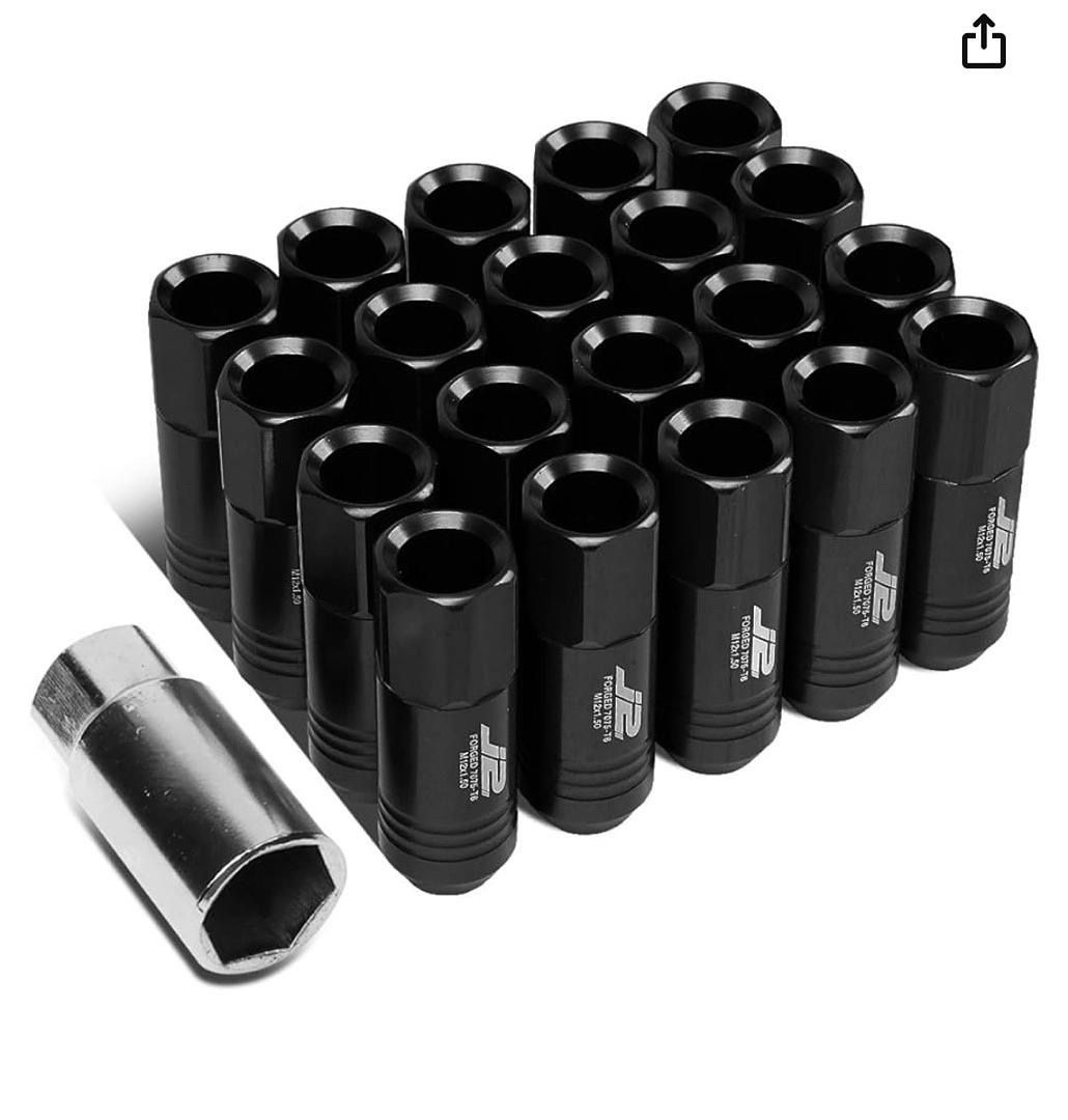  Aluminum M12X1.5 20Pcs L: 60mm Open End Lug Nut w/Socket Adapter