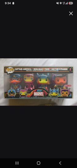 Funko Pop Marvel Black Light 4-Pack *15.00 Firm* Captain America Iron Man Thor Doctor Strange.