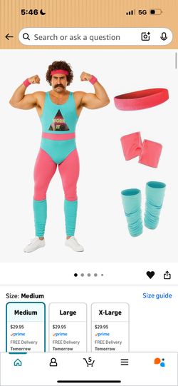 Men’s 80’s work out Halloween costume outfit & wig